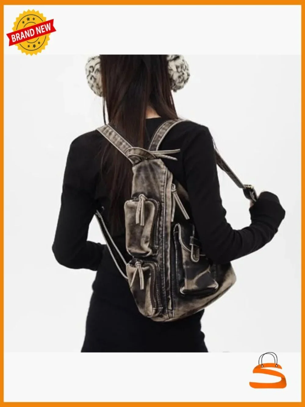 Versatile Crossbody Backpack Daypack Chest Fanny Pack Vegan Leather